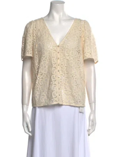 Pre-owned Sézane Lace Lace Pattern Blouse In Neutral