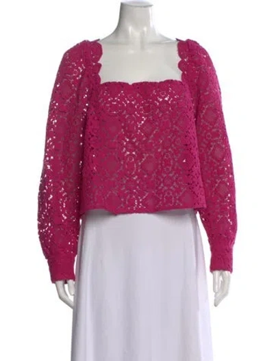 Pre-owned Sézane Lace Lace Pattern Top In Pink