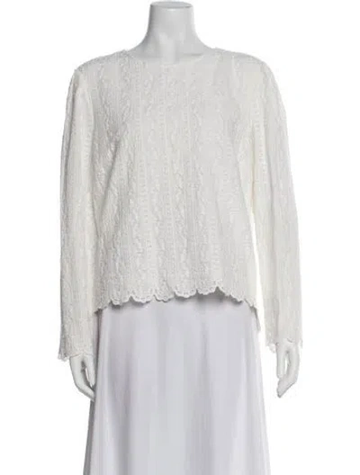 Pre-owned Sézane Lace Pattern Crew Neck Blouse In Purple