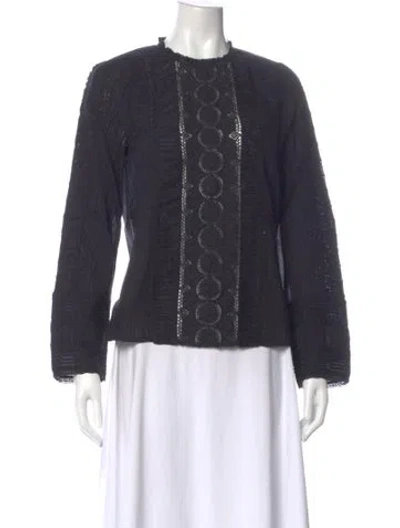 Pre-owned Sézane Lace Pattern Crew Neck Blouse W/ Tags In Gray