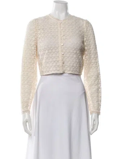 Pre-owned Sézane Lace Pattern Crew Neck Blouse W/ Tags In Neutral