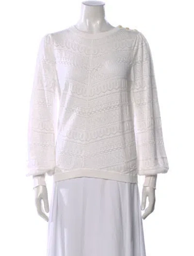 Pre-owned Sézane Lace Pattern Crew Neck Sweater In White