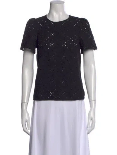 Pre-owned Sézane Lace Pattern Crew Neck Top In Black