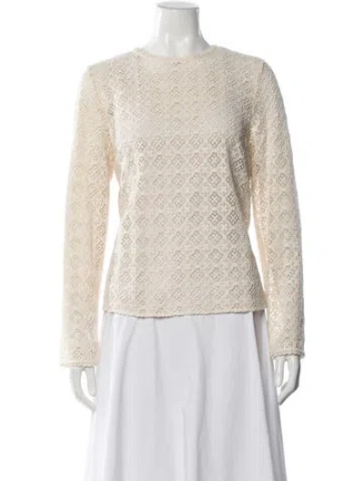 Pre-owned Sézane Lace Pattern Crew Neck Top In Neutral