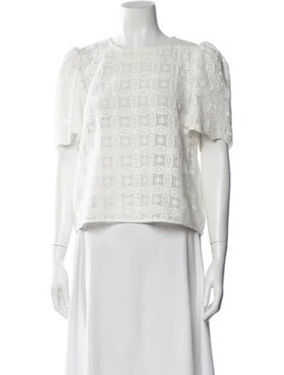 Pre-owned Sézane Lace Pattern Crew Neck Top In Neutral