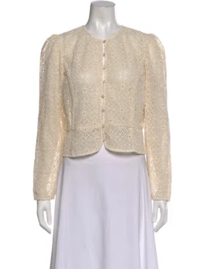 Pre-owned Sézane Lace Pattern Crew Neck Top In Neutral