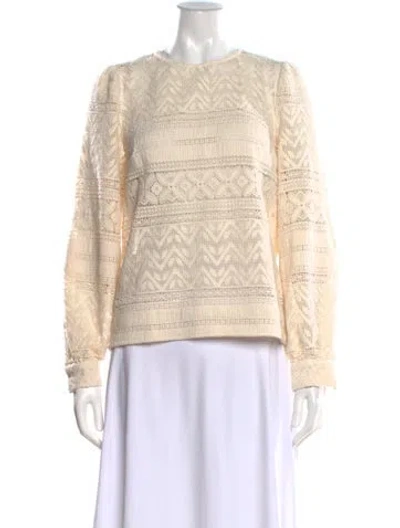 Pre-owned Sézane Lace Pattern Crew Neck Top In Neutral