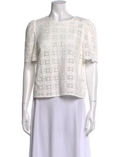 Pre-owned Sézane Lace Pattern Crew Neck Top In Neutral