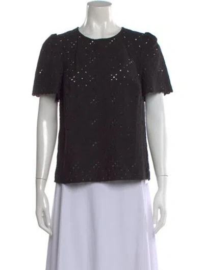 Pre-owned Sézane Lace Pattern Crew Neck Top W/ Tags In Black
