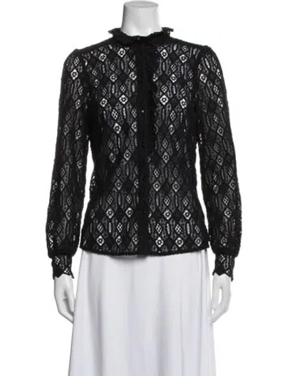 Pre-owned Sézane Lace Pattern Jacket In Black