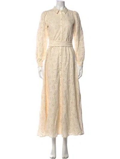 Pre-owned Sézane Lace Pattern Long Dress In Neutral