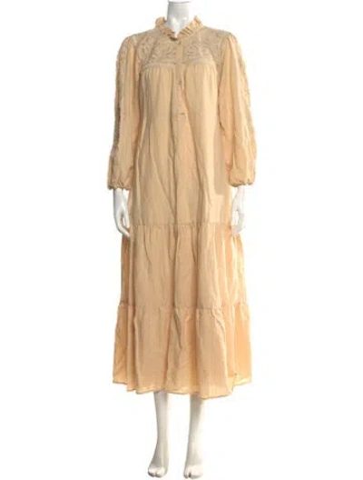 Pre-owned Sézane Lace Pattern Long Dress In Neutral