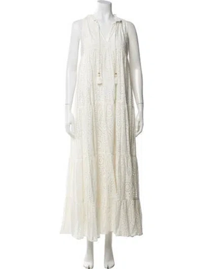 Pre-owned Sézane Lace Pattern Long Dress In White