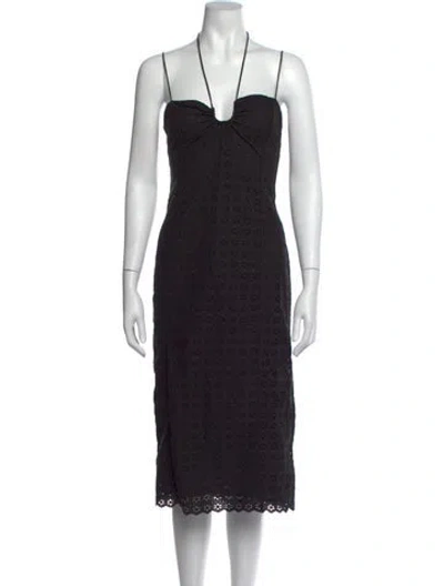 Pre-owned Sézane Lace Pattern Midi Length Dress In Black