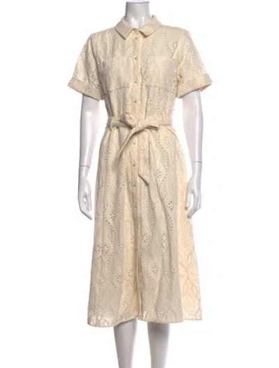 Pre-owned Sézane Lace Pattern Midi Length Dress In Neutrals