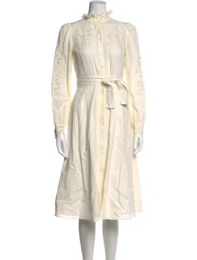 Pre-owned Sézane Lace Pattern Midi Length Dress In Neutrals