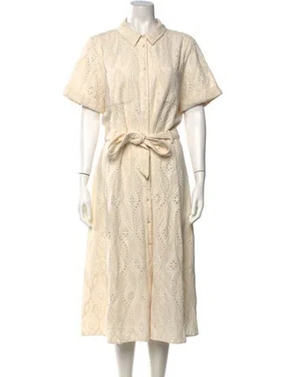 Pre-owned Sézane Lace Pattern Midi Length Dress In Neutrals