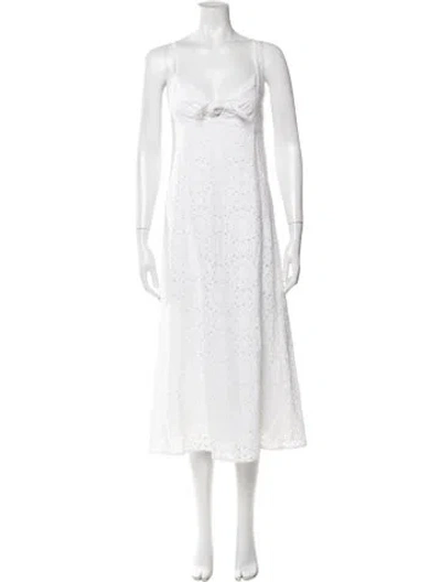 Pre-owned Sézane Lace Pattern Midi Length Dress W/ Tags In White