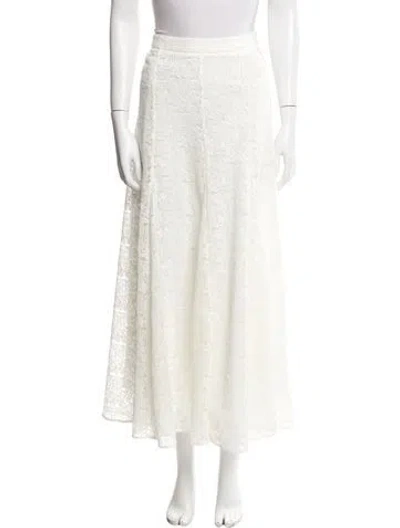 Pre-owned Sézane Lace Pattern Midi Length Skirt W/ Tags In White