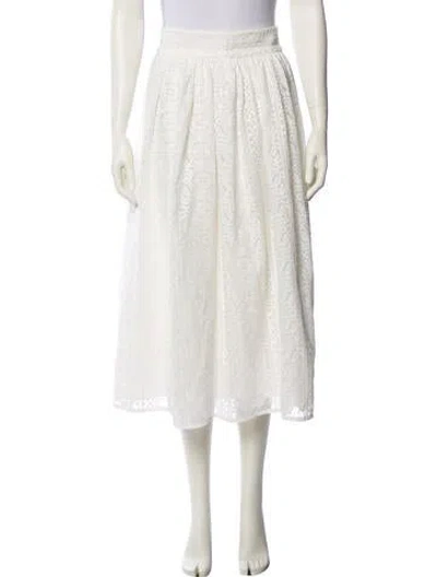 Pre-owned Sézane Lace Pattern Midi Length Skirt In White
