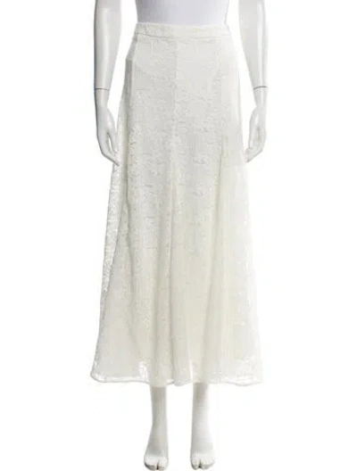 Pre-owned Sézane Lace Pattern Midi Length Skirt In White