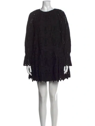 Pre-owned Sézane Lace Pattern Mini Dress In Black