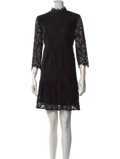 Pre-owned Sézane Lace Pattern Mini Dress In Black