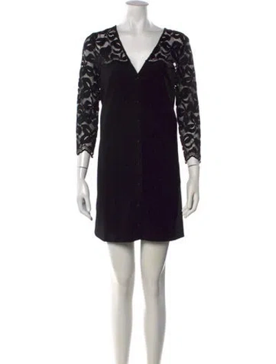 Pre-owned Sézane Lace Pattern Mini Dress In Black