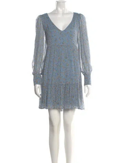 Pre-owned Sézane Lace Pattern Mini Dress In Blue