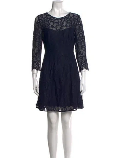 Pre-owned Sézane Lace Pattern Mini Dress In Blue