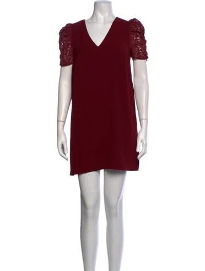 Pre-owned Sézane Lace Pattern Mini Dress In Burgundy/red