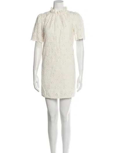 Pre-owned Sézane Lace Pattern Mini Dress In Neutral
