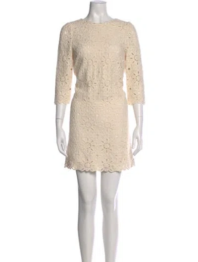 Pre-owned Sézane Lace Pattern Mini Dress In Neutral