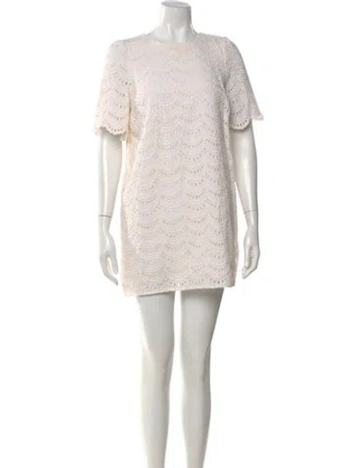 Pre-owned Sézane Lace Pattern Mini Dress In Neutral