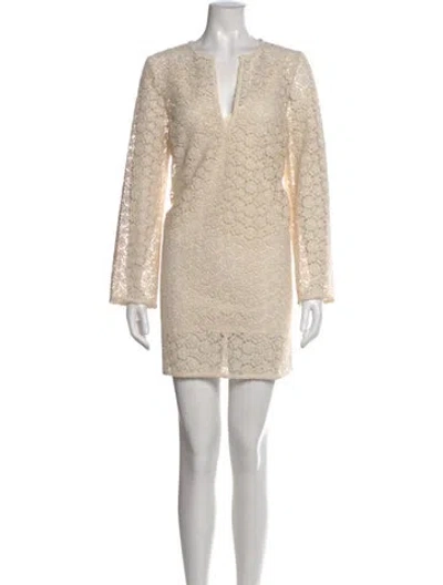 Pre-owned Sézane Lace Pattern Mini Dress In Neutral