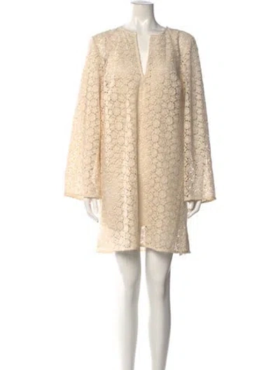 Pre-owned Sézane Lace Pattern Mini Dress In Neutrals