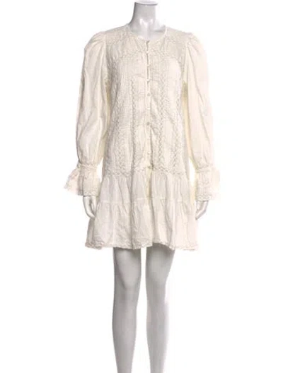 Pre-owned Sézane Lace Pattern Mini Dress In Neutrals