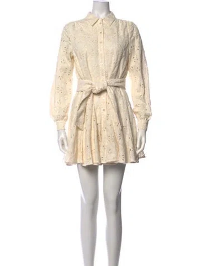 Pre-owned Sézane Lace Pattern Mini Dress In Neutrals