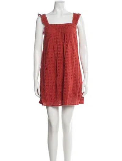 Pre-owned Sézane Lace Pattern Mini Dress In Red