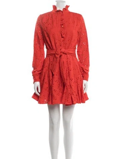 Pre-owned Sézane Lace Pattern Mini Dress In Red