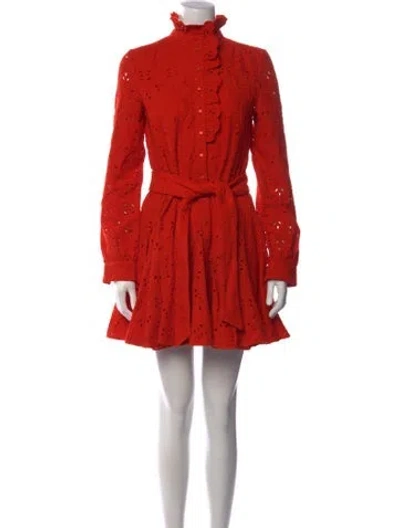 Pre-owned Sézane Lace Pattern Mini Dress In Red