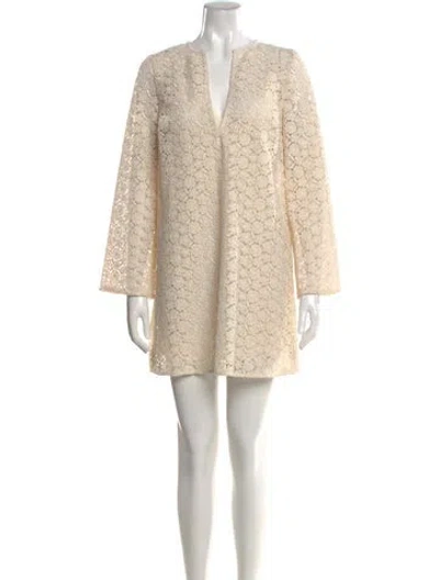 Pre-owned Sézane Lace Pattern Mini Dress W/ Tags In Neutral