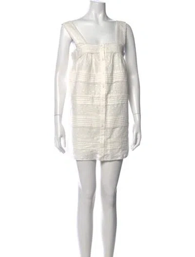 Pre-owned Sézane Lace Pattern Mini Dress W/ Tags In Neutrals
