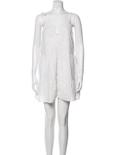 Pre-owned Sézane Lace Pattern Mini Dress In White