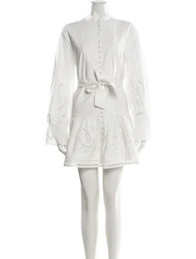 Pre-owned Sézane Lace Pattern Mini Dress In White
