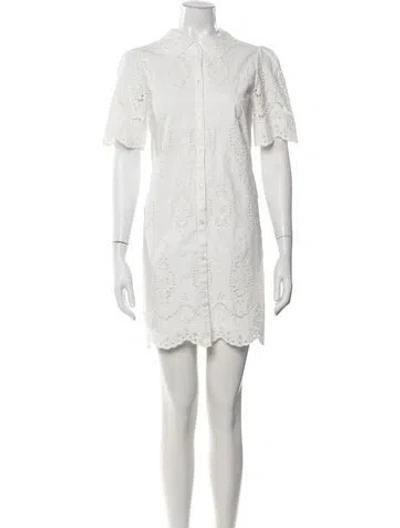 Pre-owned Sézane Lace Pattern Mini Dress In White