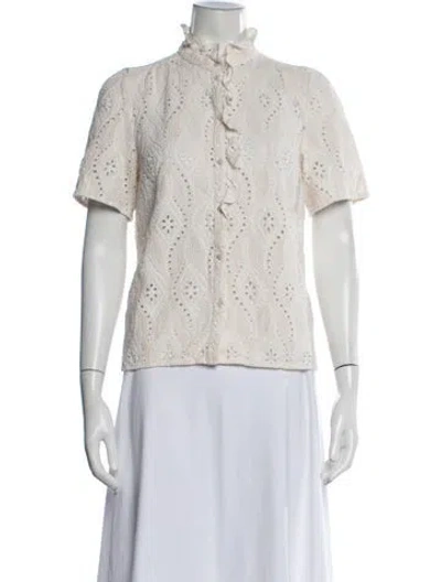 Pre-owned Sézane Lace Pattern Mock Neck Sweater In Blue