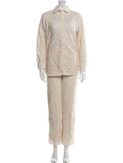 Pre-owned Sézane Lace Pattern Pant Set In Neutrals