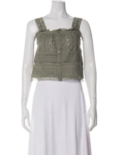 Pre-owned Sézane Lace Pattern Square Neckline Top In Neutral