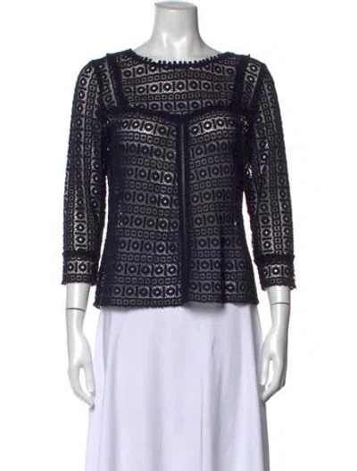 Pre-owned Sézane Lace Pattern Square Neckline Top W/ Tags In Blue